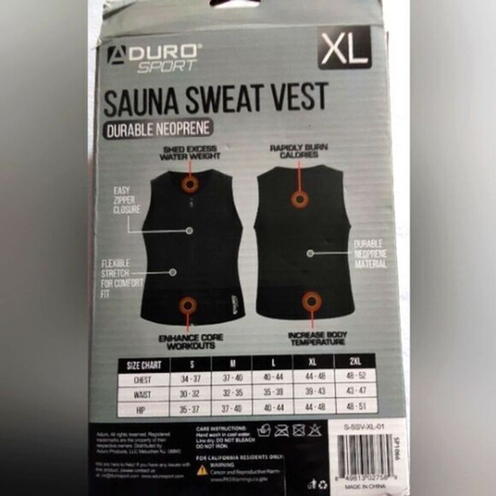 NWT Aduro Sport Sauna Sweat‎ Vest, Black, XL